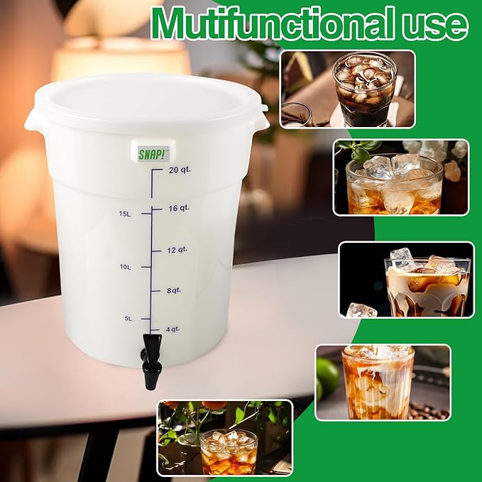 Snap! Cold Brew Round Bucket- 5 gallon Commercial Cold Brew SystemCold Brew Coffee Set-Whtie