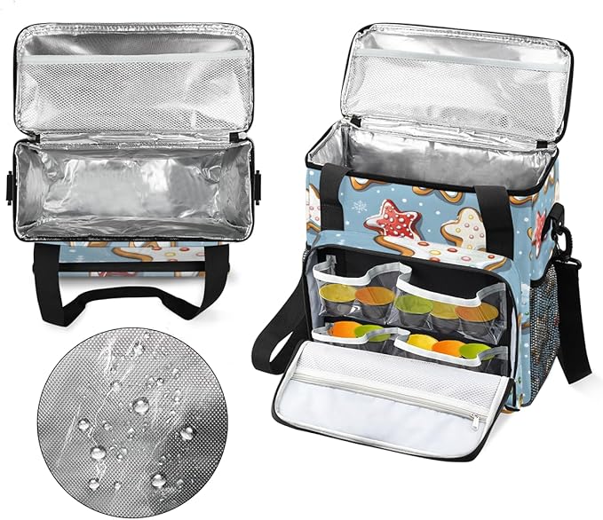 Mystical Xmas Biscuit Coffee Maker Carrying Bag Portable Travel Storage Tote Bag Compatible with K-Mini or K-Mini Plus Single Serve Coffee Brewer Carrying Case with Multiple Pockets &amp Shoulder S