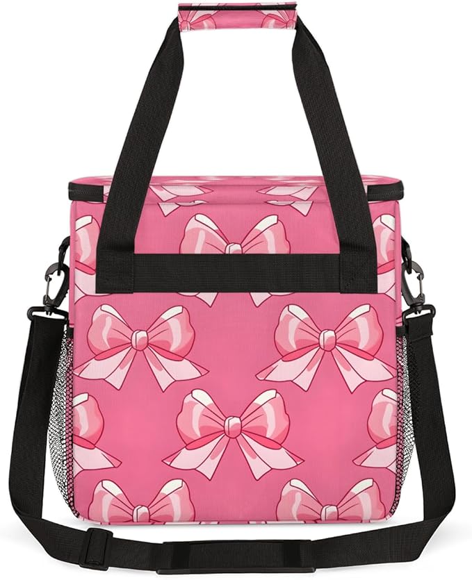 Rose Bows Coffee Maker Carrying Bag Portable Travel Storage Tote Bag Compatible with K-Mini or K-Mini Plus Single Serve Coffee Brewer Carrying Case with Multiple Pockets &amp Shoulder Strap