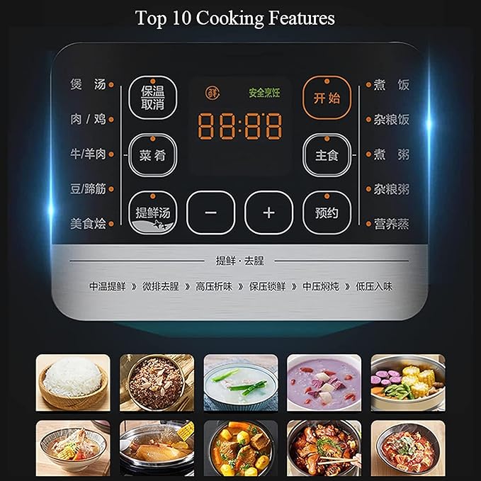 Household Electric Rice Cooker Household Rice Cooker Thicken Non-Stick Double Liner 24H Reservation And Heat Preservation For 2-8 People(5L)