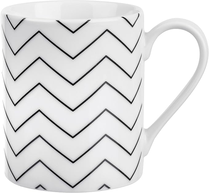 Portmeirion Home Stella 16 Piece Set - Monochrome Porcelain Dinnerware Collection with Patterned Borders Mix &amp Match Designs - Ideal for Family Dining Casual Entertaining &amp Modern Table Sett