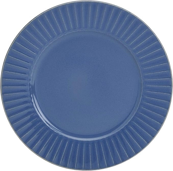Tabletops Gallery Richmond 12-Piece Reactive Glaze Stoneware Dinnerware Set of Kitchen Dishes Dinner Plates Cereal Bowls Service for 4 Blue