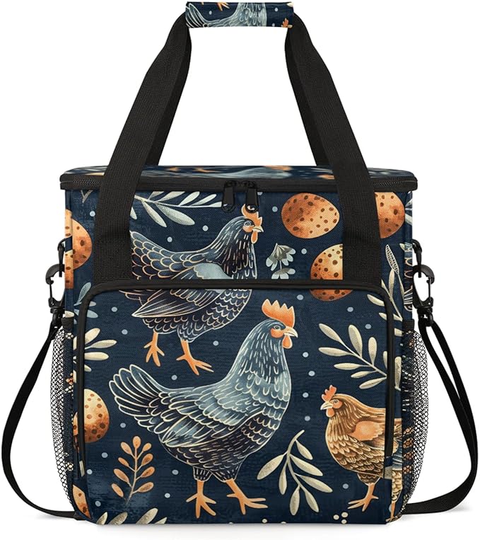 Chicken Leaf Egg Coffee Maker Travel Bag for Keurig K-Mini/K-Mini Plus Insulated Waterproof Tote with Pockets for K-Cup Portable Single-Serve Brewer Case