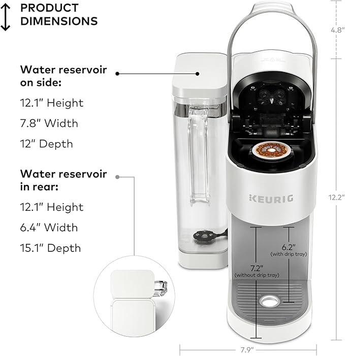 Keurig K-Supreme Single Serve K-Cup Pod Coffee Maker MultiStream Technology 4 Brew Sizes 66oz Dual-Position Removable Reservoir White