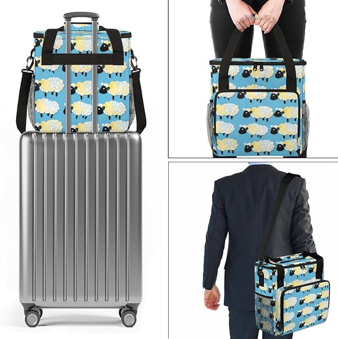 Black Sheep Coffee Maker Carrying Bag Cute Sheep Travel Storage Bag Compatible with K-Mini or K-Mini Plus Single Serve Coffee Brewer Carrying Case with Multiple Pockets &amp Shoulder Strap