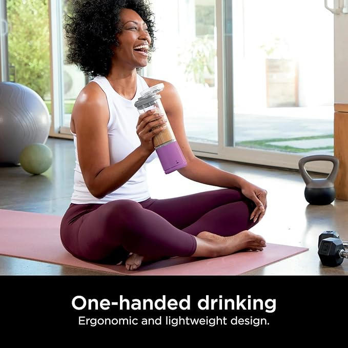 Ninja Blast 16 oz. Personal Portable Blender with Leak Proof Lid and Easy Sip Spout Perfect for Smoothies Cordless USB-C Rechargeable Dishwasher Safe Parts (Renewed) (Passion Fruit Purple)