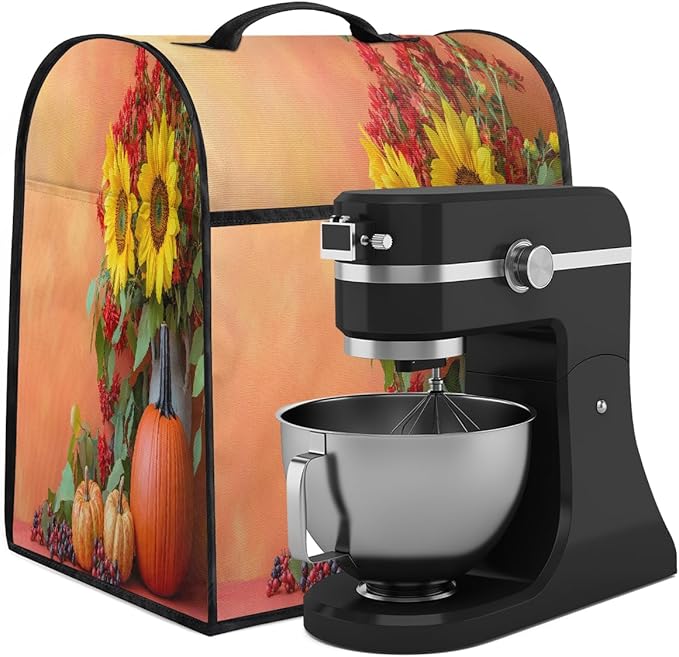 cfpolar Kitchen Aid Mixer Cover Compatible with 6-8 Quarts Sunflower Pumpkin Flower Stand Mixer Cover Kitchen Aid Mixers Accessories Appliance Organizer Bag Dust Covers with Zipper Pocket