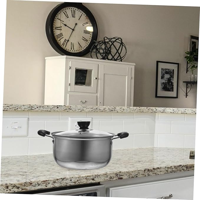 PRETYZOOM 3-Piece Stainless Steel Cookware Set Soup Pot Milk Pan Frying Pan Sturdy Kitchen Essentials for Daily Cooking Compatible Induction Cooktops Dishwasher Safe