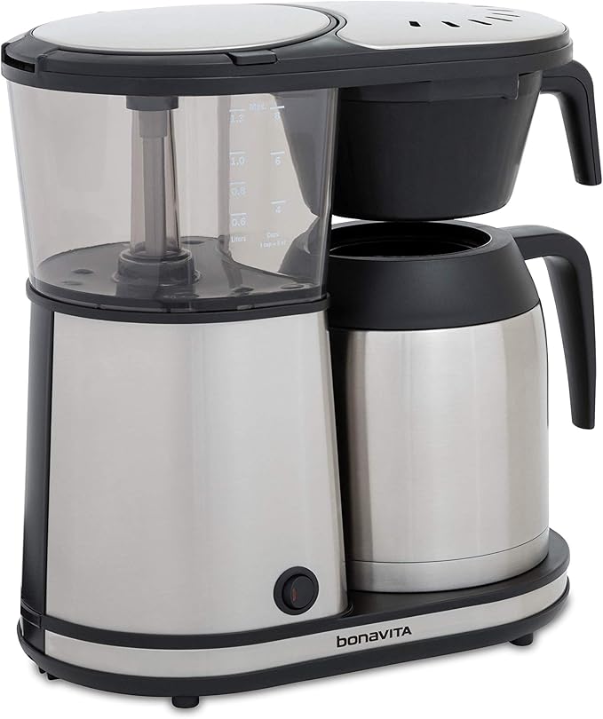 Bonavita 8 Cup Drip Coffee Maker Machine One-Touch Pour Over Auto Pause Brewing with Stainless Steel Double Wall Thermal Carafe SCA Certified Dishwasher Safe BV1901TS