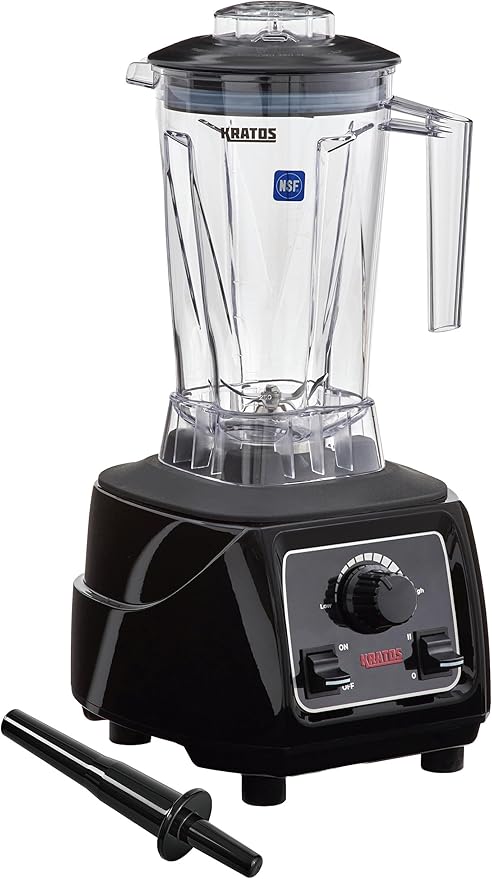 Kratos Commercial 3.5 HP Variable Speed Blender Pulse Feature 64 oz. Jar 120V 1800W NEMA 5-15P Plug Black Countertop Professional Blender (29B-005)