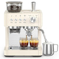 COWSAR 15-Bar Expresso Coffee Machines Commercial Espresso Machine with Grinder Milk Frother/Steam Wand &amp Tamping Tools for Cappuccino &amp Latte - White