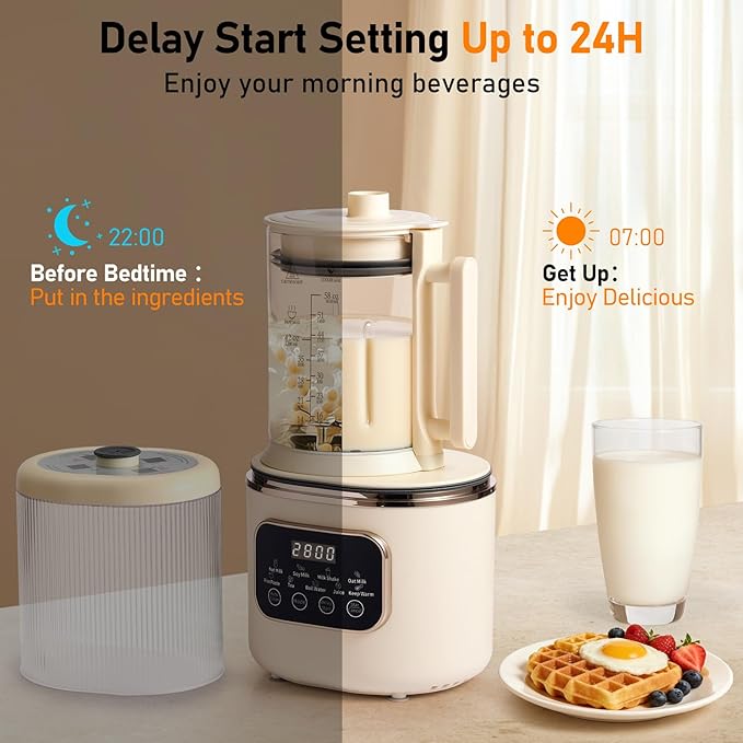 10 in 1 Nut Milk Maker Machine58oz Auto Soy Milk Maker with 20 BladesLED DisplayNut Milk Maker with 24H Delay Start&amp12H Keep WarmAlmond Milk MakerOatSoyPlant-Based MilkJuice for Homemade