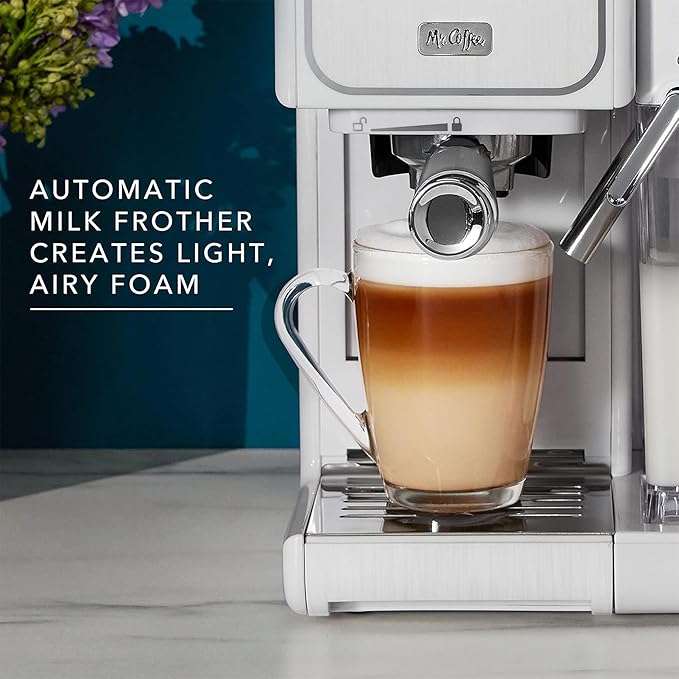 Mr. Coffee One-Touch CoffeeHouse - Espresso Cappuccino and Latte Maker with Easy Serving Espresso (ESE) Pod compatibility - White