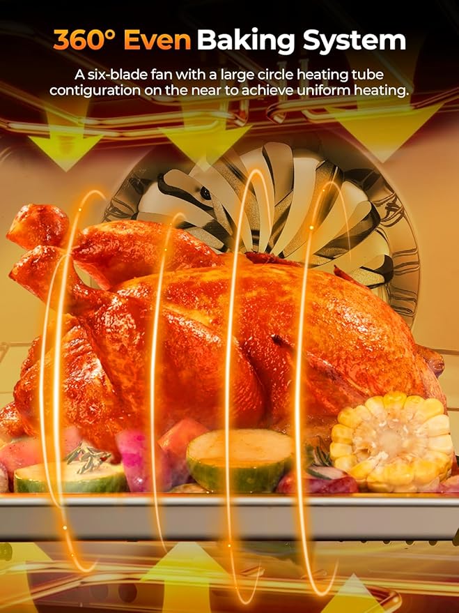 Commercial Convection Oven FOHERE 50 Qt Large Capacity Electric Convection Oven with 2 Baking Trays for Restaurants Cafes &amp Food Industry 2400W High Power120-Min Timer &amp 122-572℉ Temp Cont
