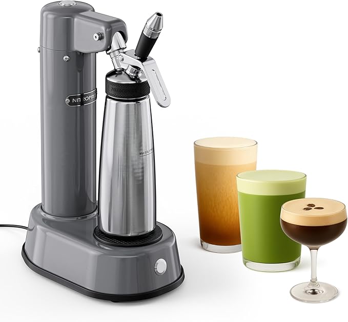 NitroPress DS – Electric Nitro Cold Brew Coffee &amp Cocktail Maker | Air-Powered Nitrogen Infuser for Smooth Nitro Drinks Cocktails Cold Brew &amp Tea at Home | No Gas Cartridges | Stainless Stee
