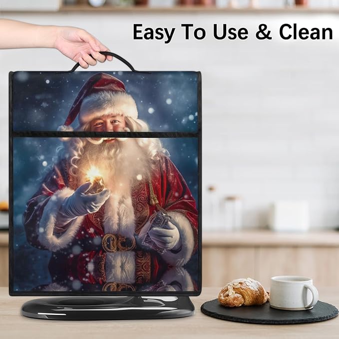 Kitchen Aid Mixer Cover Santa Claus Christmas Hat Stand Mixer Cover Compatible with 6-8 Quarts Stand Mixers Dust Covers with Zipper Pocket Foldable Washable Kitchen Aid Organizer Bag