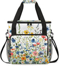 Botanic Flowers Coffee Maker Carrying Bag Portable Travel Storage Tote Bag Compatible with K-Mini or K-Mini Plus Single Serve Coffee Brewer Carrying Case with Multiple Pockets &amp Shoulder Strap