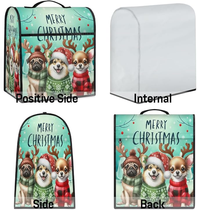 cfpolar Kitchen Aid Mixer Cover Compatible with 6-8 Quarts Christmas Hat Animal Dog Elk Stand Mixer Cover Kitchen Aid Mixers Accessories Appliance Organizer Bag Dust Covers with Zipper Pocket