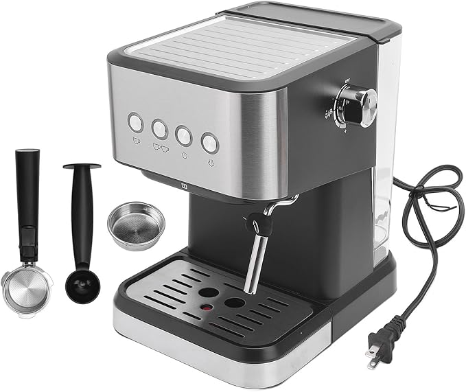 FILFEEL Compact Coffee Machine 20 Bar Coffer Maker with Milk Frother Steam Wand 1.5L Water Tank Quick Preheat for Cappuccino Latte (US Plug 110V)