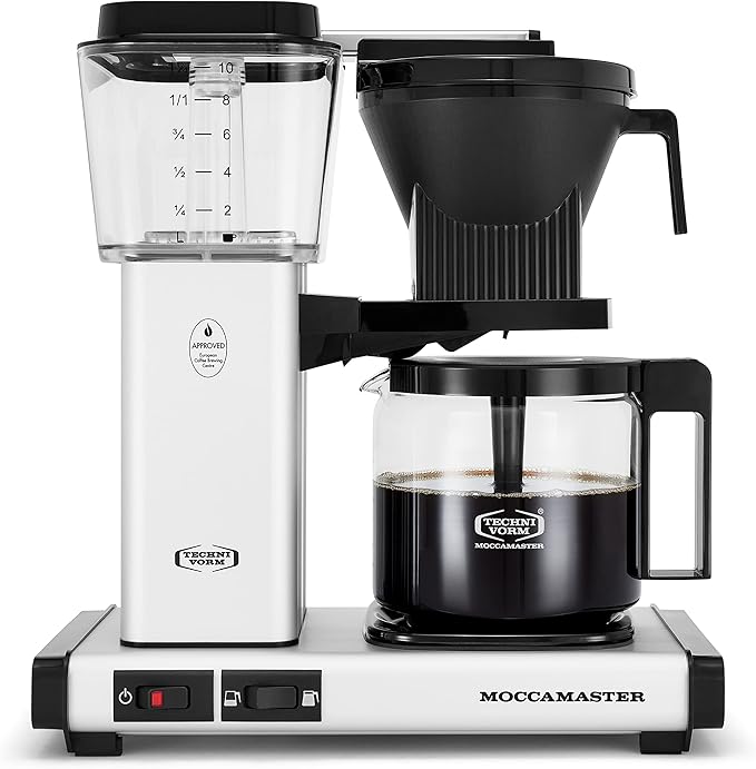 Technivorm Moccamaster 53930 KBGV 10-Cup Coffee Maker Matte Silver 40 oz 10 Cup 1.25 L &amp #4 White Paper Filters 100-count per box