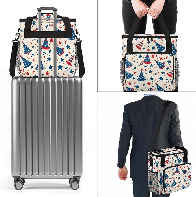 4th of JulyPatriotism Coffee Maker Carrying Bag Travel Storage Bag Compatible with K-Mini or K-Mini Plus Single Serve Coffee Brewer Carrying Case with Multiple Pockets &amp Shoulder Strap