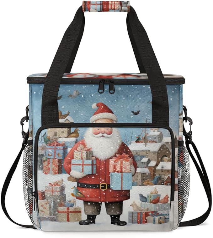 Xmas Santa Claus Coffee Maker Carrying Bag Mystical Santa Claus Travel Storage Bag Compatible with K-Mini or K-Mini Plus Single Serve Coffee Brewer Carrying Case with Pockets &amp Shoulder Strap