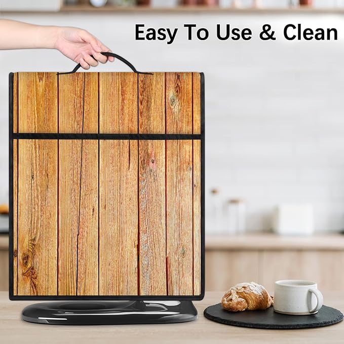 cfpolar Kitchen Aid Mixer Cover Compatible with 6-8 Quarts Brown Wood Board Texture Stand Mixer Cover Kitchen Aid Mixers Accessories Appliance Organizer Bag Dust Covers with Zipper Pocket