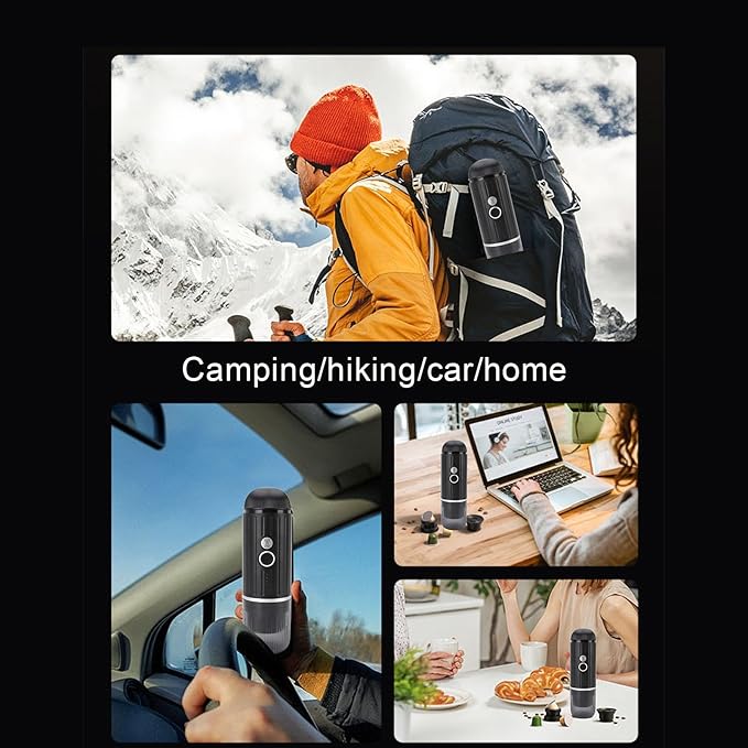 EBTOOLS Portable Espresso Machine Electric Coffee Maker with 7800mAh Battery and Type C Charging Compatible with Ground Coffee and Capsules for Travel Camping Office