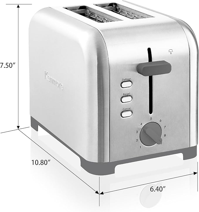 Kenmore toaster 2 slice - large wide slot fast commercial countertop big toasted toasters with space saving stainless steel for bread bagel Waffles retro quick clear pop up tostadora de pan