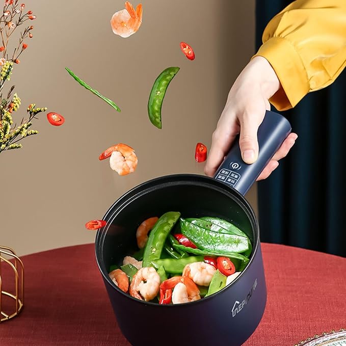 Small Rice Cooker 2.5l Electric Frying Pan With SteamerMultifunction Portable Nonstick Frying Pan Household Multifunctional Frying Steaming And Boiling Noodle Cooker For Student Dormitory(BlueWit