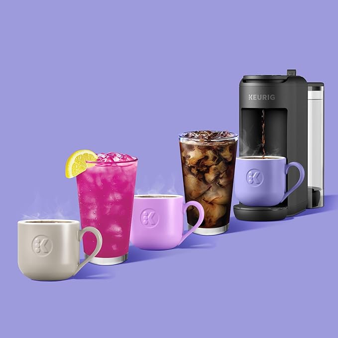 Keurig K-Mini Mate Plus Single-Serve K-Cup Pod Coffee Maker Compact 3 Cup Sizes Brew Over Ice and Strong Button Features 50 oz Removable Reservoir Warm Stone