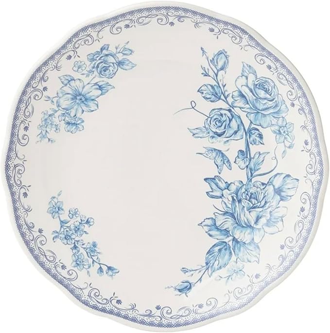 Vintage inspired Agatha Blue 12-Piece Stoneware Dinnerware Set