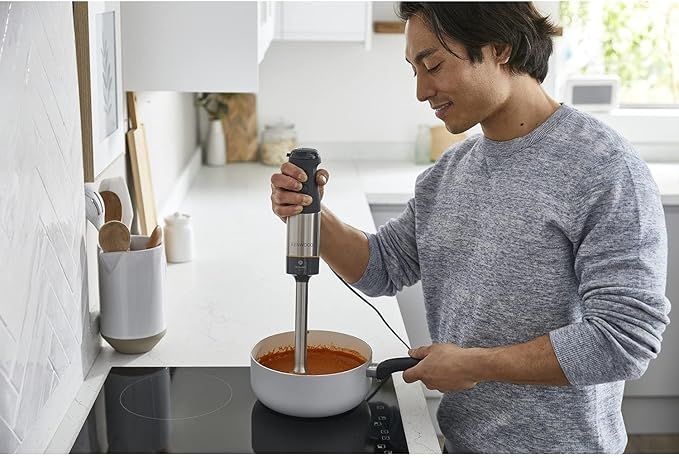 Kenwood Triblade XL HBM60.307GY Hand Mixer with Splash Guard Chopper 500 ml Metal Whisk and Puree Made of BPA-Free Plastic Dishwasher Safe 1000 W Grey