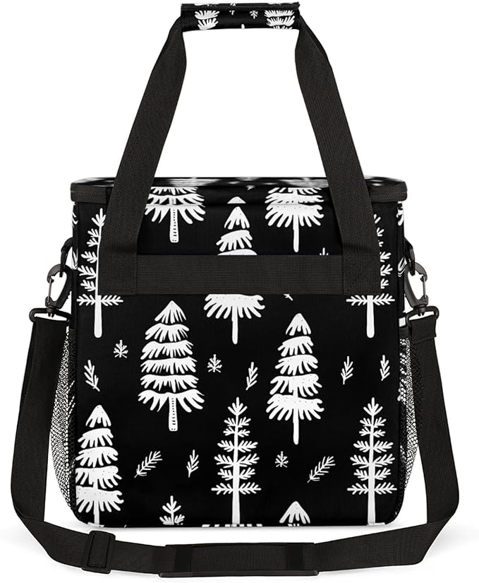 Trees Plant Coffee Maker Travel Bag for Keurig K-Mini/K-Mini Plus Insulated Waterproof Tote with Pockets for K-Cup Portable Single-Serve Brewer Case