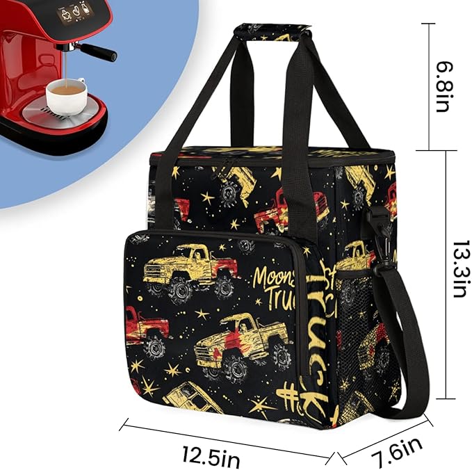 Star Trucks Coffee Maker Travel Bag for Keurig K-Mini/K-Mini Plus Insulated Waterproof Tote with Pockets for K-Cup Portable Single-Serve Brewer Case