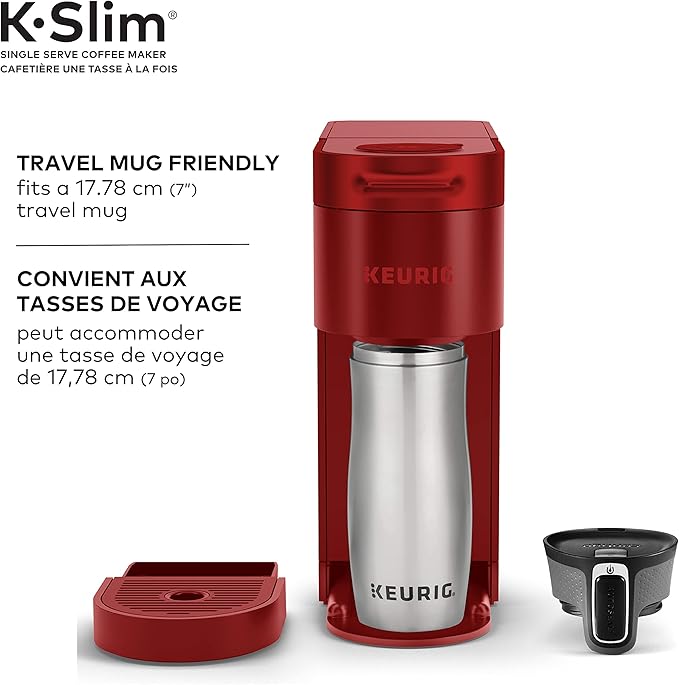 Keurig K-Slim Single Serve K-Cup Pod Coffee Maker Featuring Simple Push Button Controls And MultiStream Technology Scarlet Red