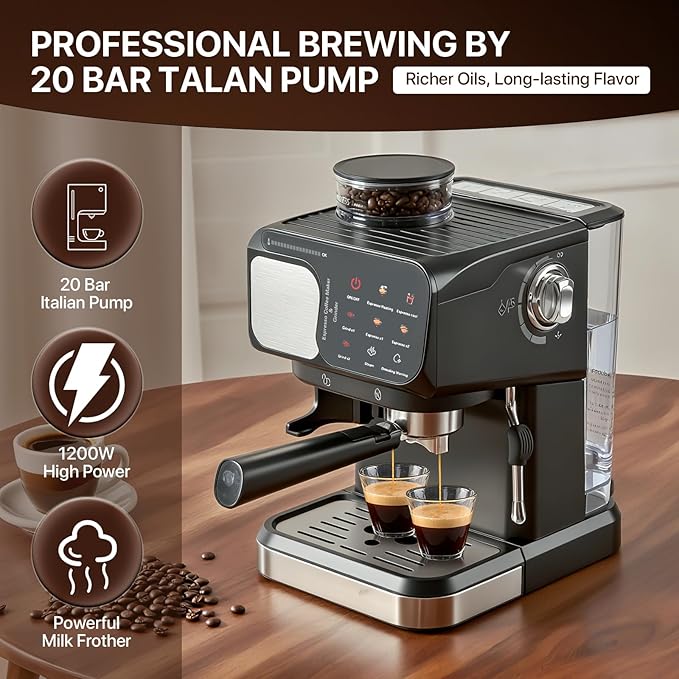 Espresso Machine Professional Home Espresso Maker Espresso Coffee Fast Heating for Cappuccino/Latte Coffee Machine for Home Office for Latte Cappuccino-Black