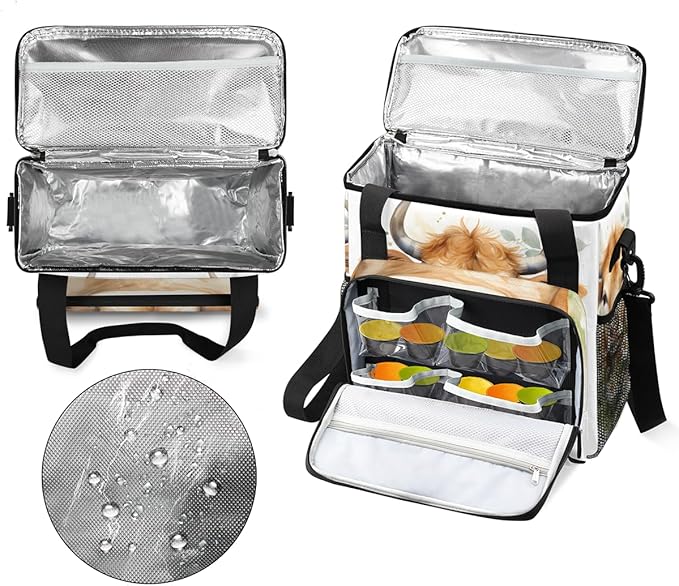 Cattle Cow Coffee Maker Carrying Bag Flowers Garland Travel Storage Bag Compatible with K-Mini or K-Mini Plus Single Serve Coffee Brewer Carrying Case with Multiple Pockets &amp Shoulder Strap