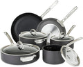 Viking Pots and Pans Set Non Stick 10 Piece Hard Anodized Kitchen Cookware with Glass Lids Black