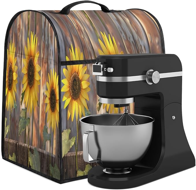 cfpolar Kitchen Aid Mixer Cover Compatible with 6-8 Quarts Flower Sunflower Stand Mixer Cover Kitchen Aid Mixers Accessories Appliance Organizer Bag Dust Covers with Zipper Pocket