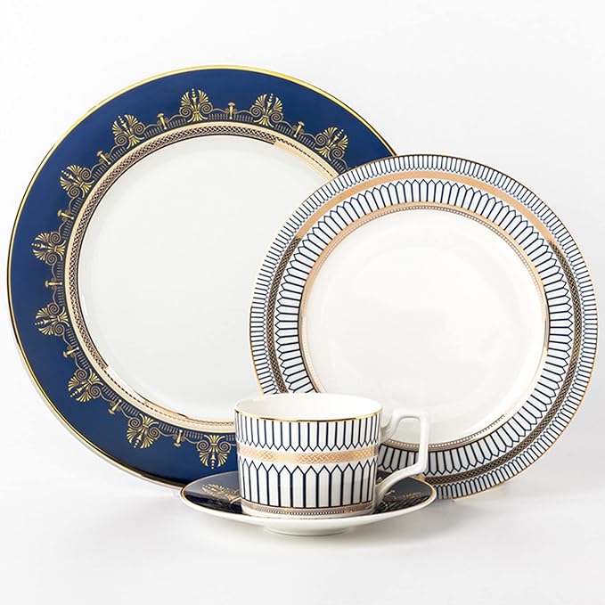 European Style Dinnerware Set Service for 1/4/6/8 Bone China Dinnerware Sets Unbreakable Porcelain Dinner Sets Coffee Cup and Saucer Tableware Set Steak Dinner P
