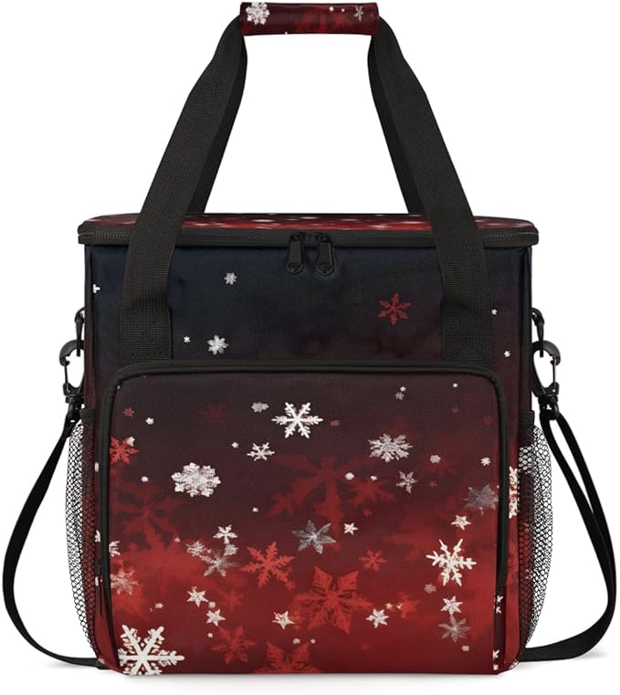 Xmas Snowflakes Coffee Maker Carrying Bag Cartoon Snowflakes Travel Storage Bag Compatible with K-Mini or K-Mini Plus Single Serve Coffee Brewer Carrying Case with Multiple Pockets &amp Shoulder St