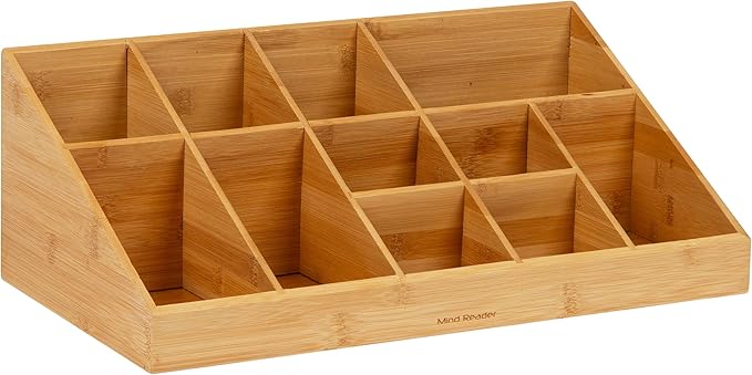 Mind Reader Cup and Condiment Station Countertop Org Coffee Bar Rayon from Bamboo Cup 18.125L x 9.5W x 6.5H Brown
