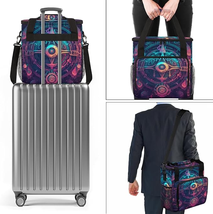 Sacred Geometry Coffee Maker Carrying Bag Magic Circle Travel Storage Bag Compatible with K-Mini or K-Mini Plus Single Serve Coffee Brewer Carrying Case with Multiple Pockets &amp Shoulder Strap