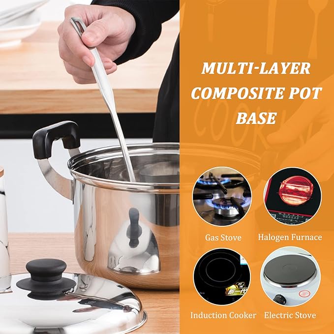 Cooking Pot Saucepan Set 5 Pieces 201 Stainless Steel Pot and Pan Set Induction with Lids Stock Pot Cookware Set Compatible with InductionGas and Electric Hobs Silve