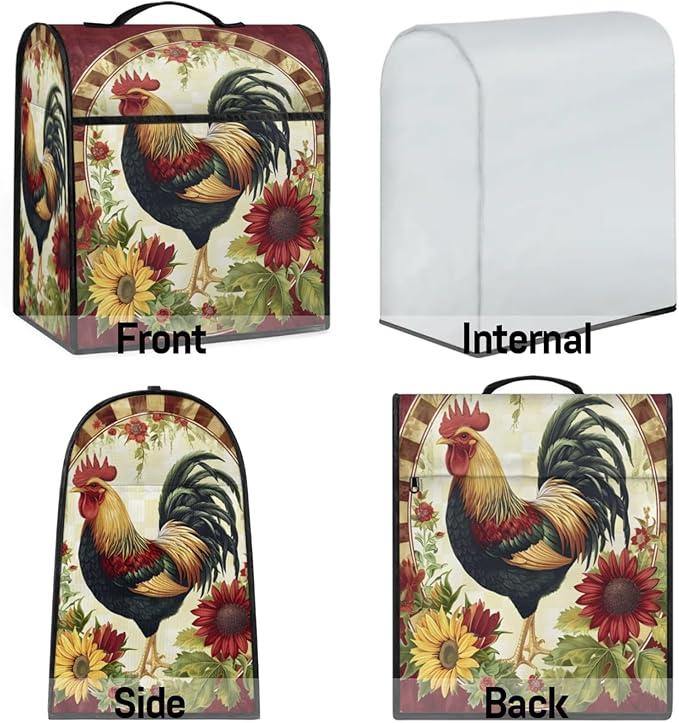 cfpolar Kitchen Aid Mixer Cover Compatible with 6-8 Quarts Rooster Sunflower Farmhouse Stand Mixer Cover Kitchen Aid Mixers Accessories Appliance Organizer Bag Dust Covers with Zipper Pocket