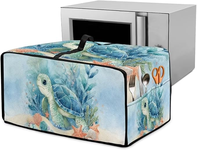 Toaster Cover Sea Turtle Starfish Printed Bread Maker Machine Covers Heavy Duty Microwave Toaster Oven Dust Cover for Kitchen Counter Kitchen Small Appliance Cover S