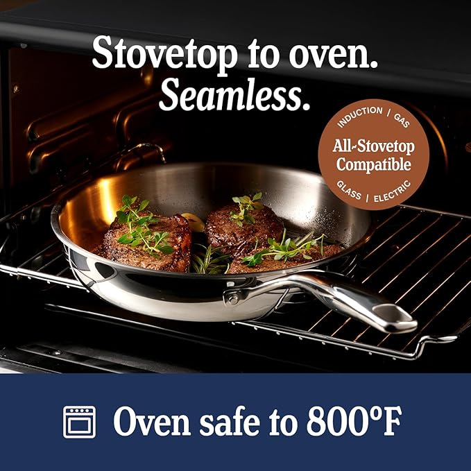 LEGEND COOKWARE 5-Ply Stainless Steel Cookware Set 7-Piece Pots and Pans Set - Induction Compatible Oven Safe 800°F - Non-Toxic No Coatings - Built to Last Generations