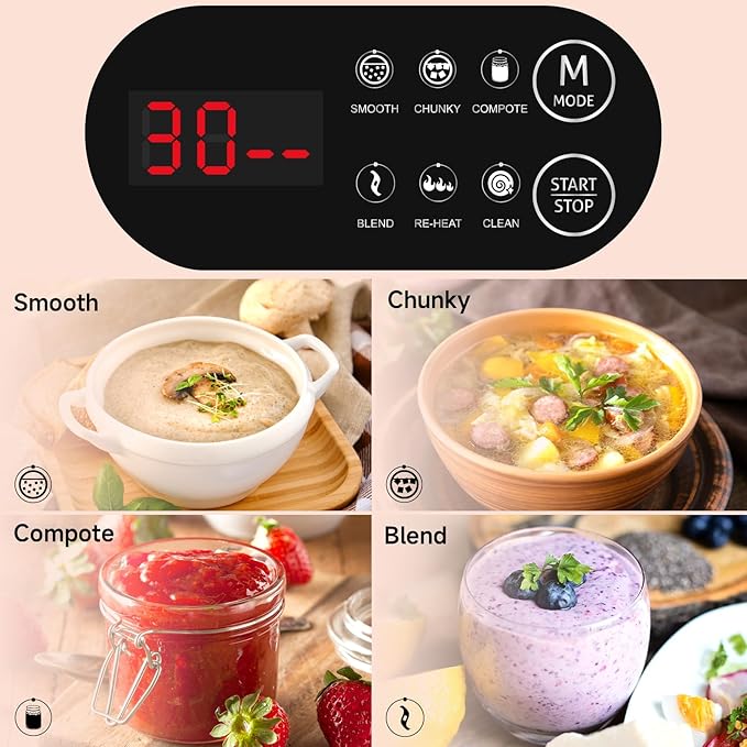 Homtone Soup Maker 2L Makes 2-6 Servings 6-in-1 Multifunctional Smooth and Chunky Soupmaker Electric Soup Bleander Eeasy Clean for Home Use Black and Stainless Steel