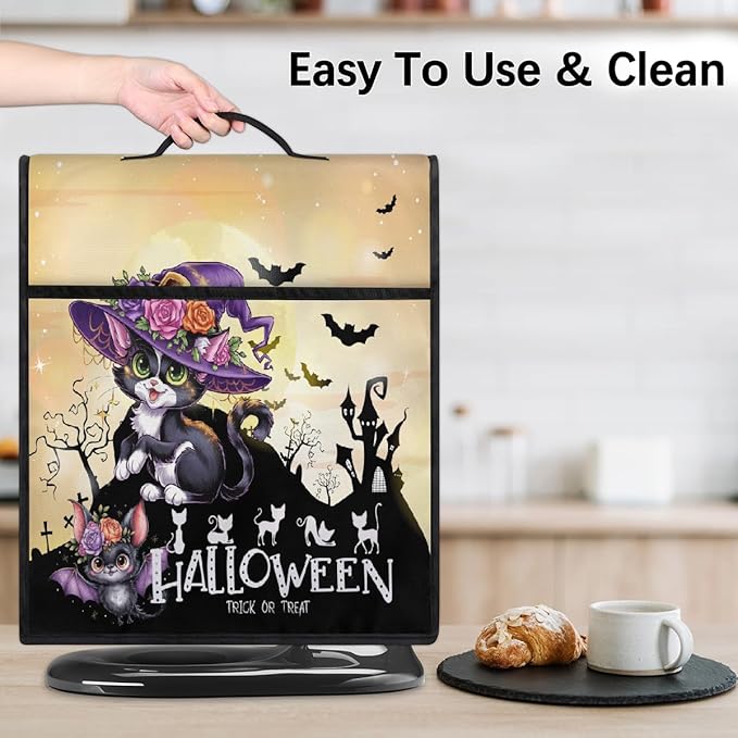 cfpolar Kitchen Aid Mixer Cover Compatible with 6-8 Quarts Halloween Cartoon Cat Flower Bat Stand Mixer Cover Kitchen Aid Mixers Accessories Appliance Organizer Bag Dust Covers with Zipper Pocket